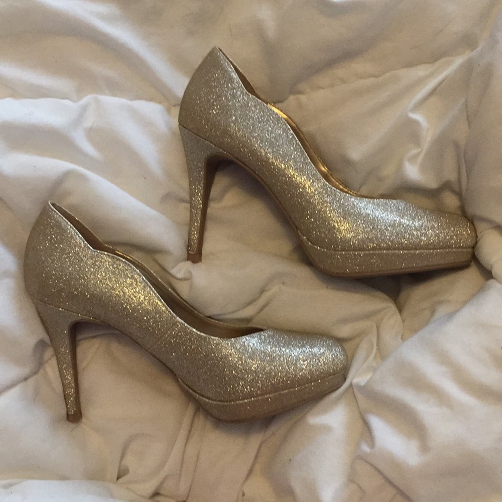Gold sparkly high heels